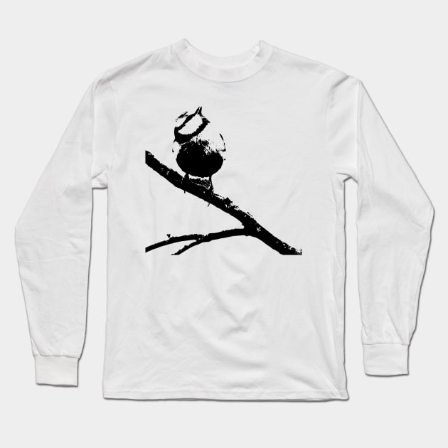 monochrome cute bird Long Sleeve T-Shirt by rayrayray90